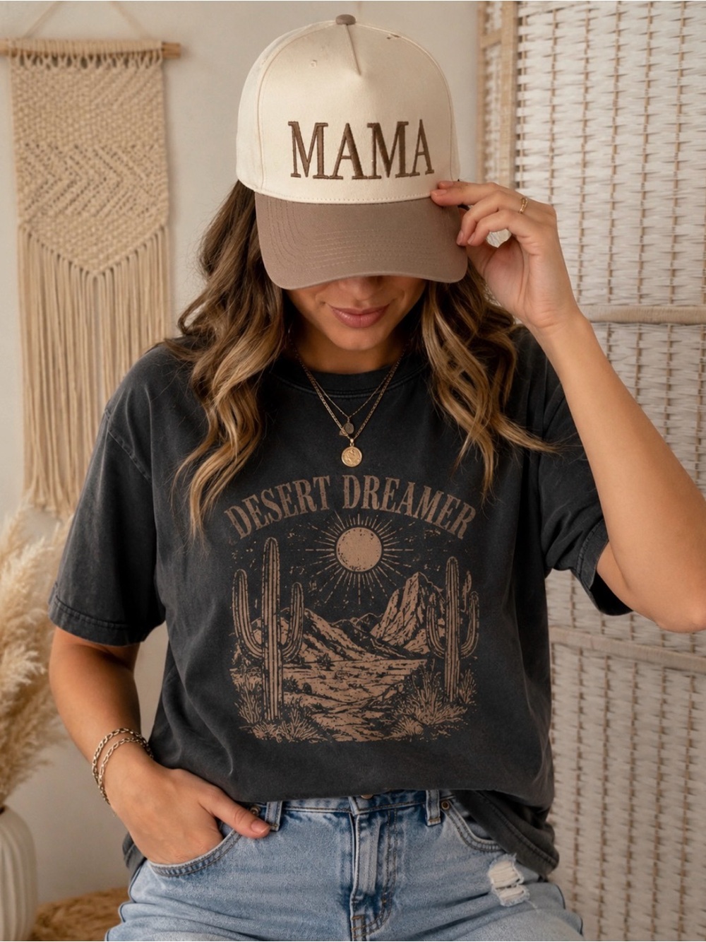 MAMA Embroidered Baseball Cap in Ash Mocha - NWT